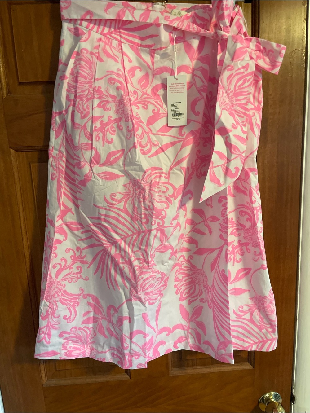 Lilly Pulitzer White & Pink Tropical Print Wrap Skirt